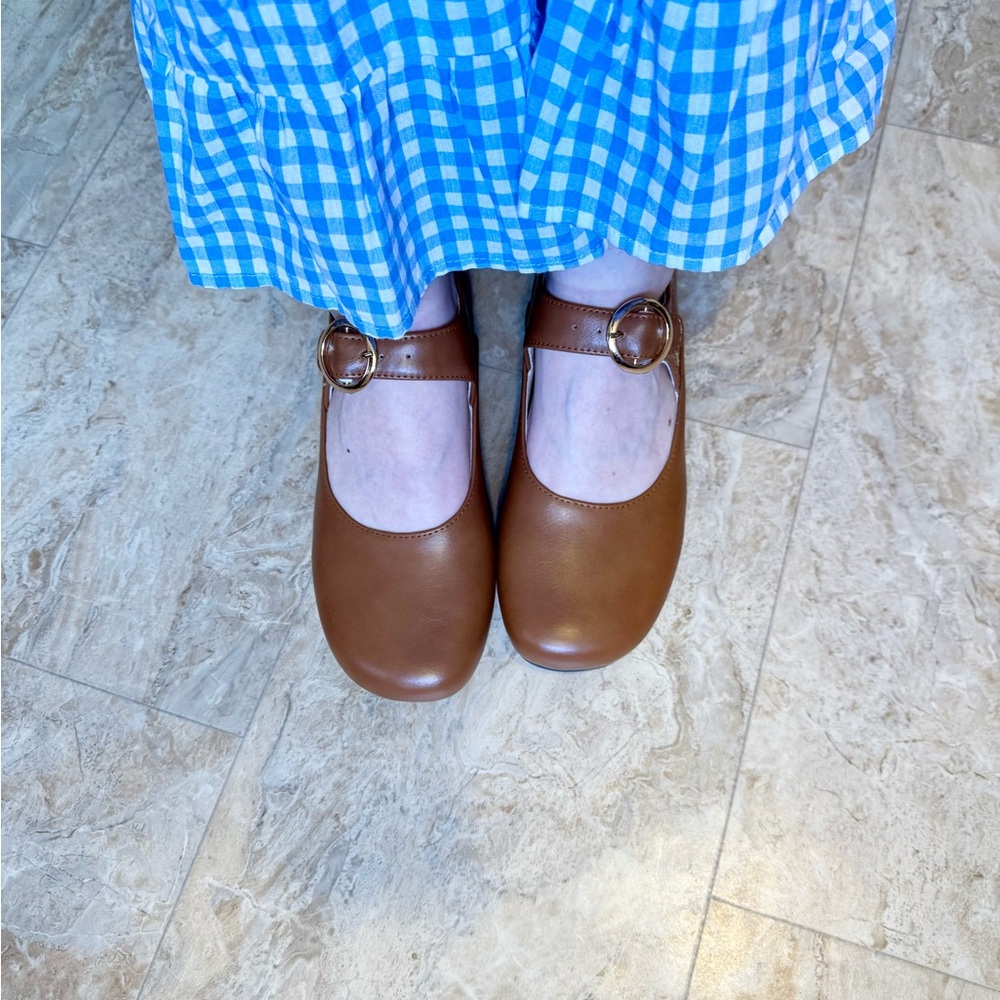 Brown “Leather” Mary Jane Kitten Heels